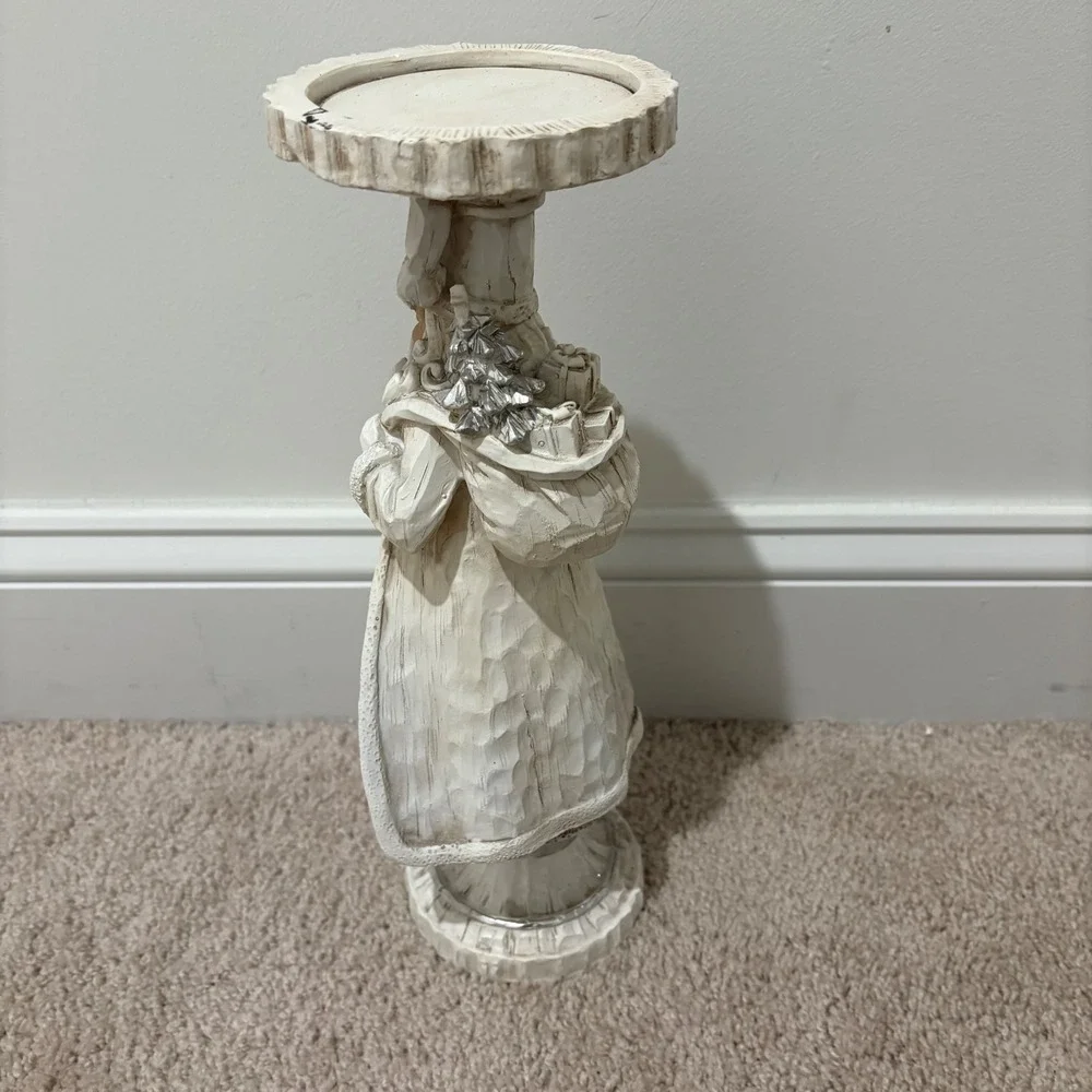 Vintage Style Santa‎ Claus Pedestal Pillar Candle Holder Festive Holiday 13